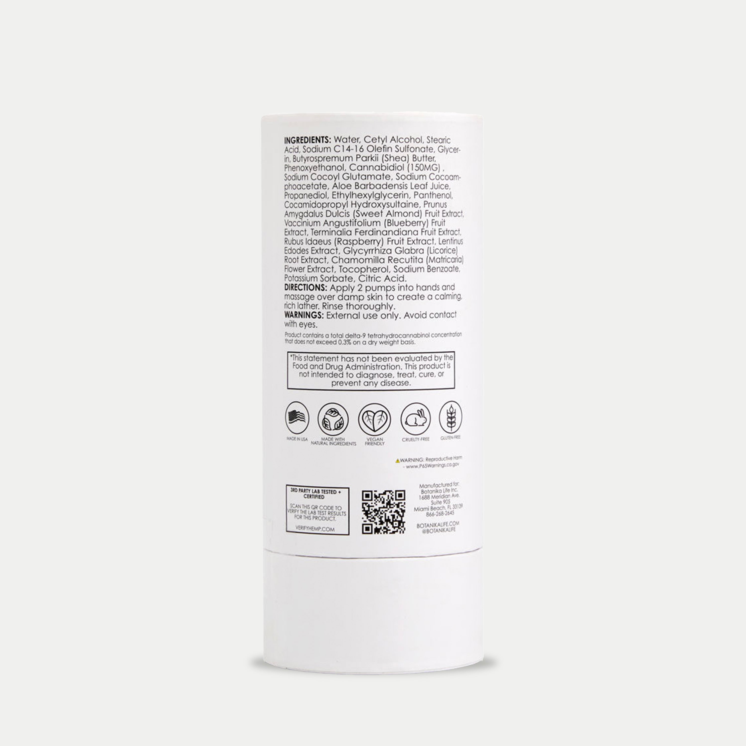 CBD DEEP FACIAL CLEANSER INGREDIENTS, DIRECTIONS AND WARNINGS